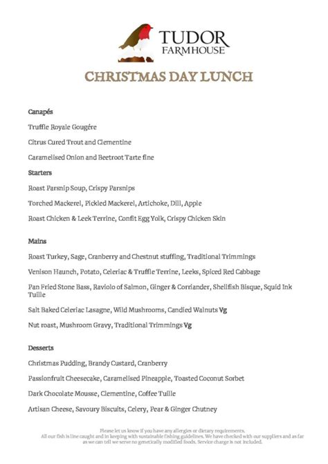 tudor hotel airdrie christmas menu.